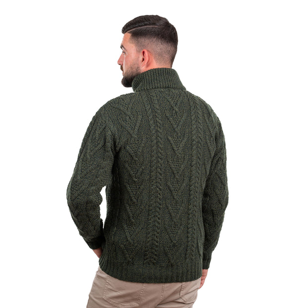 Mens Zip Neck Sweater- Green - Best of Ireland Gifts