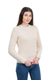 Ladies Aran Tunic Sweater- Natural