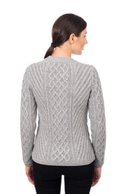 Ladies Aran Tunic Sweater- Grey