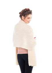 Ladies Classic Cable Wool Wrap - Best of Ireland Gifts