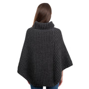 Ladies Cable Stitch Poncho- Charcoal - Best of Ireland Gifts