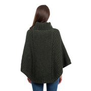 Ladies Cable Cowlneck Poncho- Green - Best of Ireland Gifts