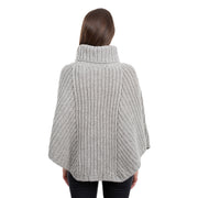 Ladies Cable Cowlneck Poncho- Grey - Best of Ireland Gifts