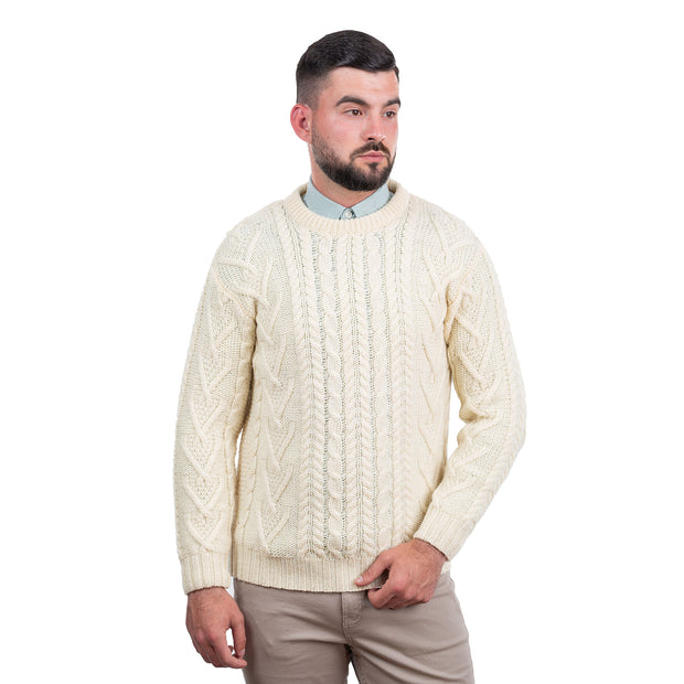 Mens Traditional Aran Sweater- Natural – Best of Ireland Gifts