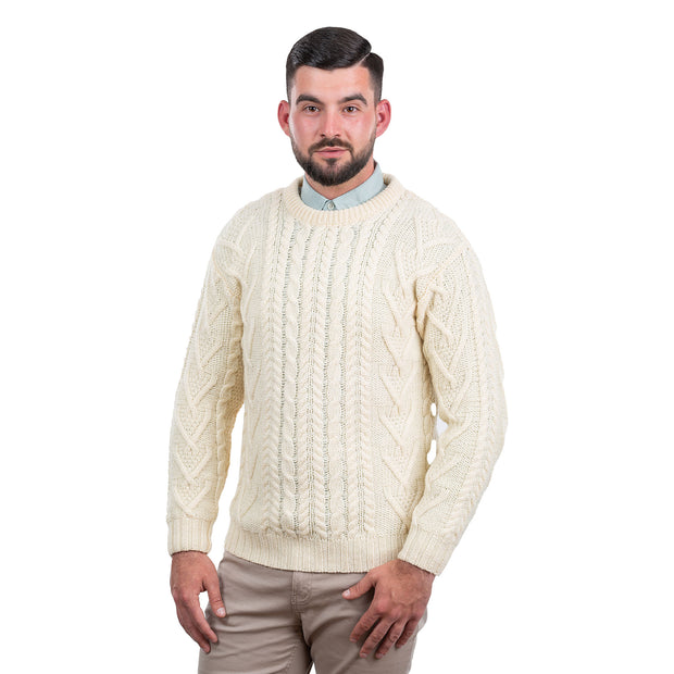 Mens Traditional Aran Sweater- Natural - Best of Ireland Gifts