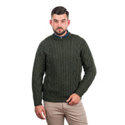 Mens Traditional Aran Sweater- Green - Best of Ireland Gifts