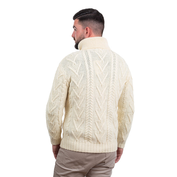 Mens Zip Neck Sweater- Natural - Best of Ireland Gifts