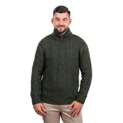 Mens Zip Neck Sweater- Green - Best of Ireland Gifts