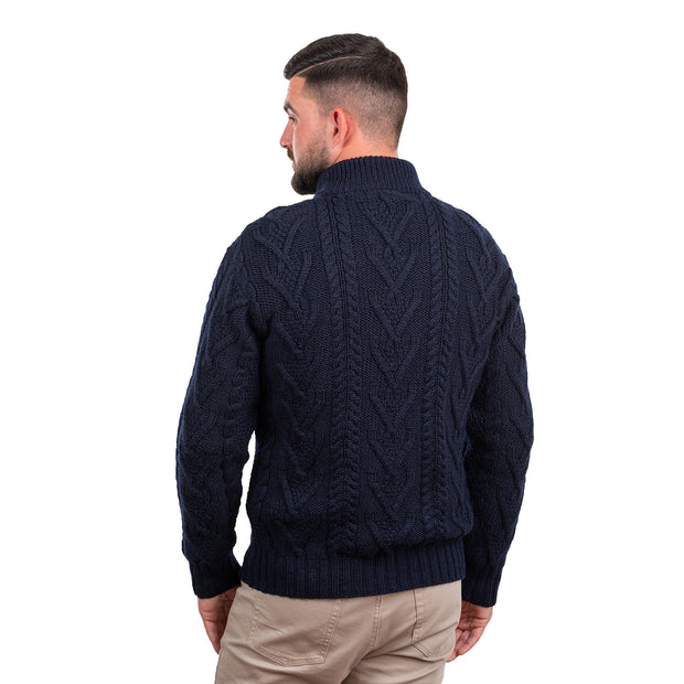 Mens Zip Neck Sweater- Navy - Best of Ireland Gifts