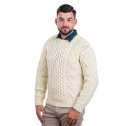 Mens Merino Aran Sweater- Natural - Best of Ireland Gifts