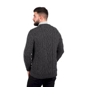 Mens Merino Aran Sweater- Charcoal - Best of Ireland Gifts